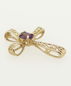 9ct Gold Amethyst Filigree Cross Pendant