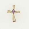 9ct Gold Amethyst Filigree Cross Pendant