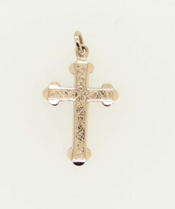 Vintage 9ct Solid Gold Engraved Cross