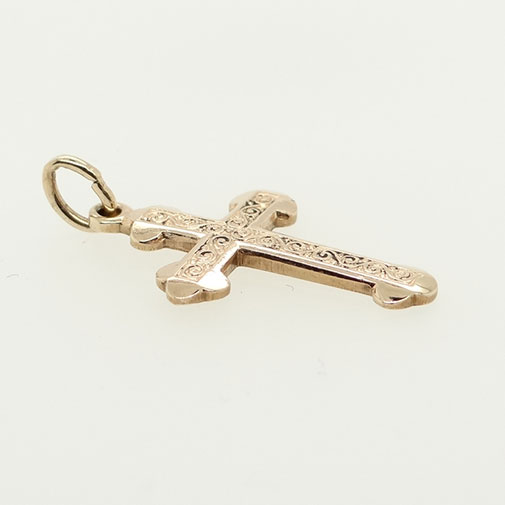 Vintage 9ct Solid Gold Engraved Cross