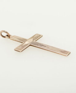 Vintage 9ct Solid Gold Engraved Cross c1930