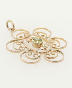 Antique 9ct Gold Peridot Lavalier Pendant c1900