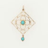 Antique 9ct Rose Gold Turquoise Pendant c1900