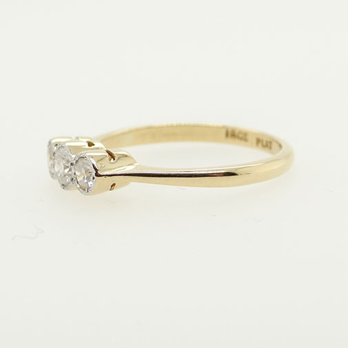 Vintage 18ct Gold and Platinum Three Stone Diamond Ring | The Jewellery ...