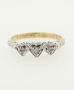 Vintage 18ct Gold & Platinum Diamond Heart Ring c1940