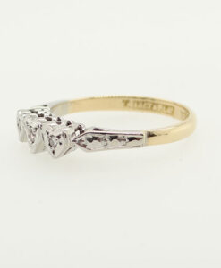 Vintage 18ct Gold & Platinum Diamond Heart Ring c1940