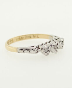 Vintage 18ct Gold & Platinum Diamond Heart Ring c1940