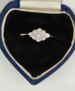Vintage 18ct Gold & Platinum Diamond Cluster Ring