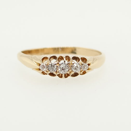 Antique 18ct Gold Five Stone Diamond Ring Hallmarked 1918