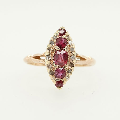 Antique Edwardian 18ct Gold Ruby & Diamond Ring