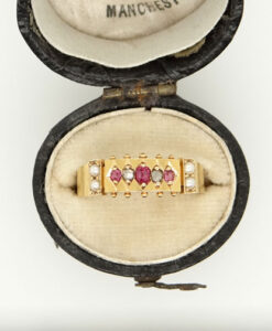 Victorian 18ct Gold Diamond, Ruby and Pearl Ring