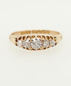 Antique 18ct Gold Five Stone Diamond Gypsy Ring 0.40ct
