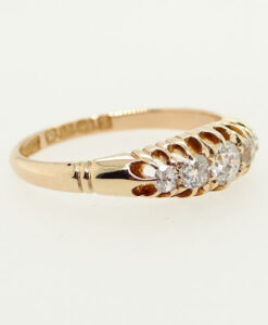 Antique 18ct Gold Five Stone Diamond Gypsy Ring Dated 1899