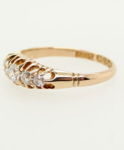 Antique 18ct Gold Five Stone Diamond Gypsy Ring Dated 1899