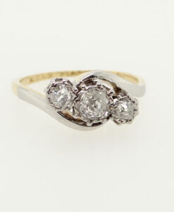 Vintage 18ct Gold Three Stone Diamond Ring c1920