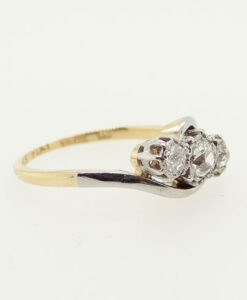 Vintage 18ct Gold Three Stone Diamond Ring c1920