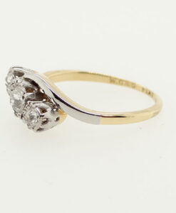 Vintage 18ct Gold Three Stone Diamond Ring c1920