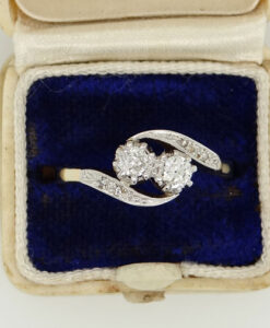 Vintage 18ct Gold Diamond Crossover Ring c1960