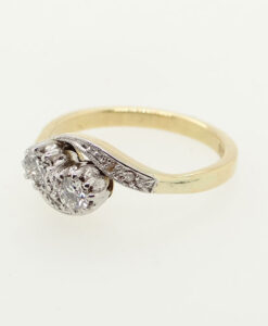 Vintage 18ct Gold Diamond Crossover Ring