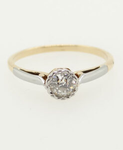 18ct Gold & Platinum Diamond Solitaire Ring c1920