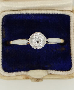 18ct Gold & Platinum Diamond Solitaire Ring c1920