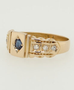 Victorian 18ct Gold Diamond and Sapphire Ring Hallmarked 1896