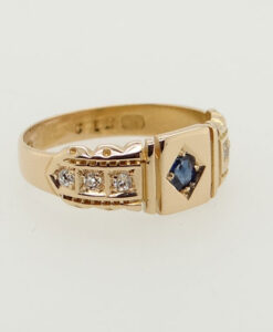 Victorian 18ct Gold Diamond and Sapphire Ring Hallmarked 1896