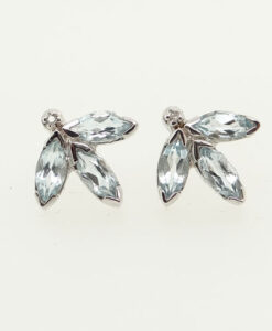 Sterling Silver Marquise Blue Topaz and Diamond Earrings