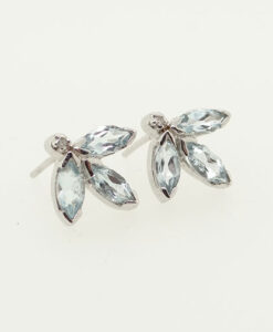 Sterling Silver Marquise Blue Topaz and Diamond Earrings