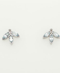 Sterling Silver Marquise Blue Topaz and Diamond Earrings