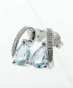 STERLING SILVER PEAR BLUE TOPAZ EARRINGS