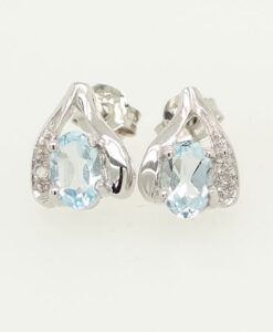 Sterling Silver Blue Topaz and Diamond Earrings