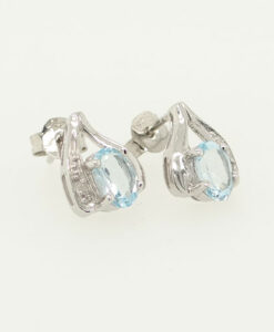 Sterling Silver Blue Topaz and Diamond Earrings