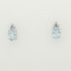 STERLING SILVER OVAL BLUE TOPAZ and DIAMOND EARRINGS