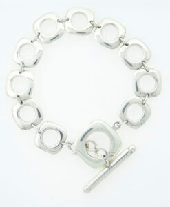 Tiffany Sterling Square Box Cushion Link Toggle Bracelet with Pouch