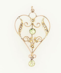 Antique 9ct Gold Peridot and Pearl Pendant c1900