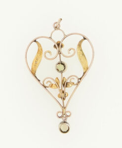 9ct Gold Peridot and Pearl Pendant c1900