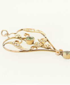 Antique 9ct Gold Peridot and Pearl Pendant c1900