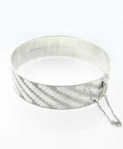 Vintage Solid Sterling Silver ZigZag Engraved Bangle