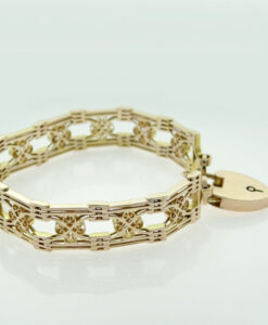Antique 9ct Rose Gold Fancy Gate Bracelet c1900