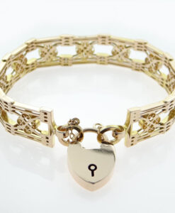 Antique 9ct Rose Gold Fancy Gate Bracelet c1900