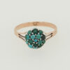 Antique 9ct Rose Gold and Silver Turquoise Cluster Ring
