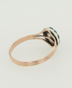 Antique 9ct Rose Gold and Silver Turquoise Cluster Ring