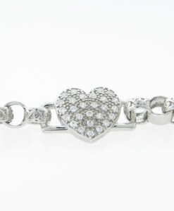 Silver Love Heart Belcher Bracelet