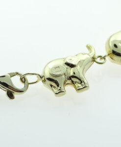 9ct Yellow Gold Elephant Link Bracelet