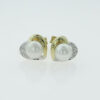 9ct Gold Cultured Pearl and Diamond Heart Earrings