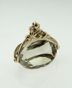 Antique 9ct Rose Gold Smokey Quartz Spinner Fob