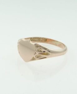 Antique 9ct Rose Gold Shield Signet Ring - Hallmarked 1919