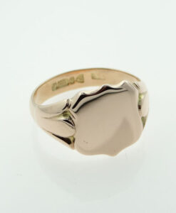 Gents 9ct Rose Gold Shield Signet Ring - Chester 1915