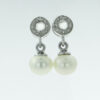 Sterling Silver Pearl Drop and Diamond Accent Earrings